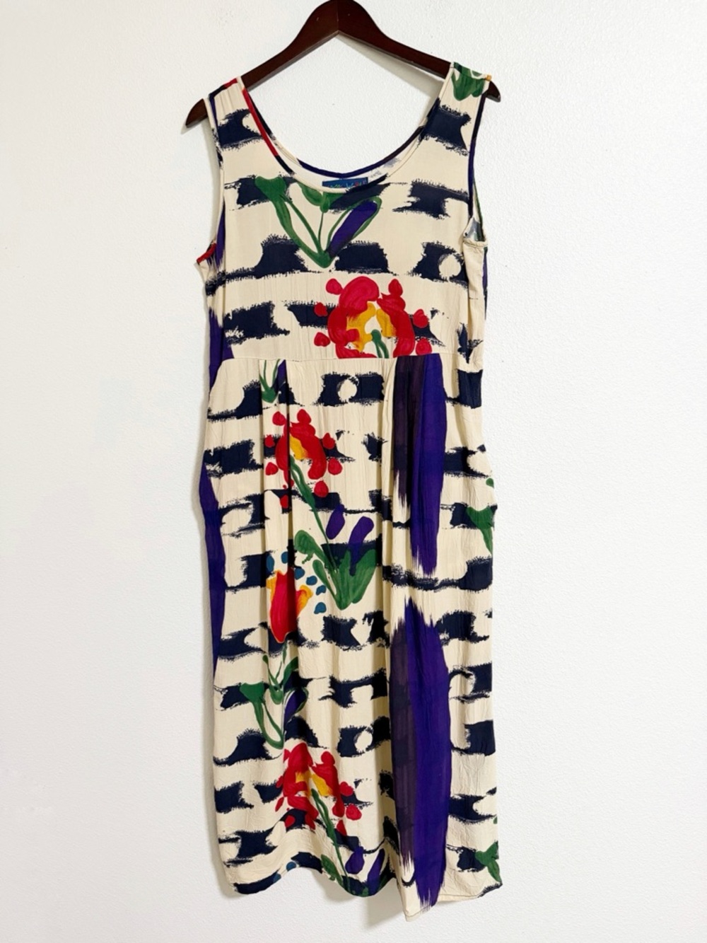 Jams World Surreal Floral Crinkle Tank Midi Dress